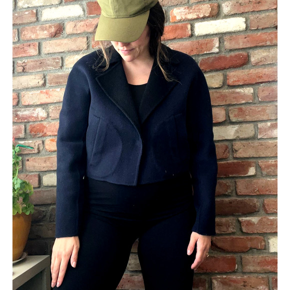 Rag & Bone Cropped Wool Jacket in Navy - Size Small - Picture 2 of 5